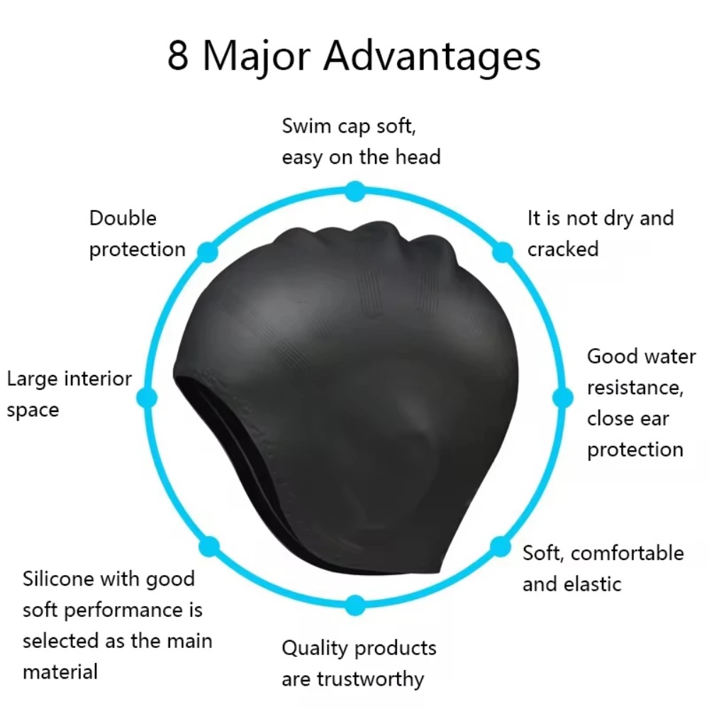 Premium Silicone Swimming Cap With Ear Pockets Perfect Swim Cap For Long Hair Adults Teens 1