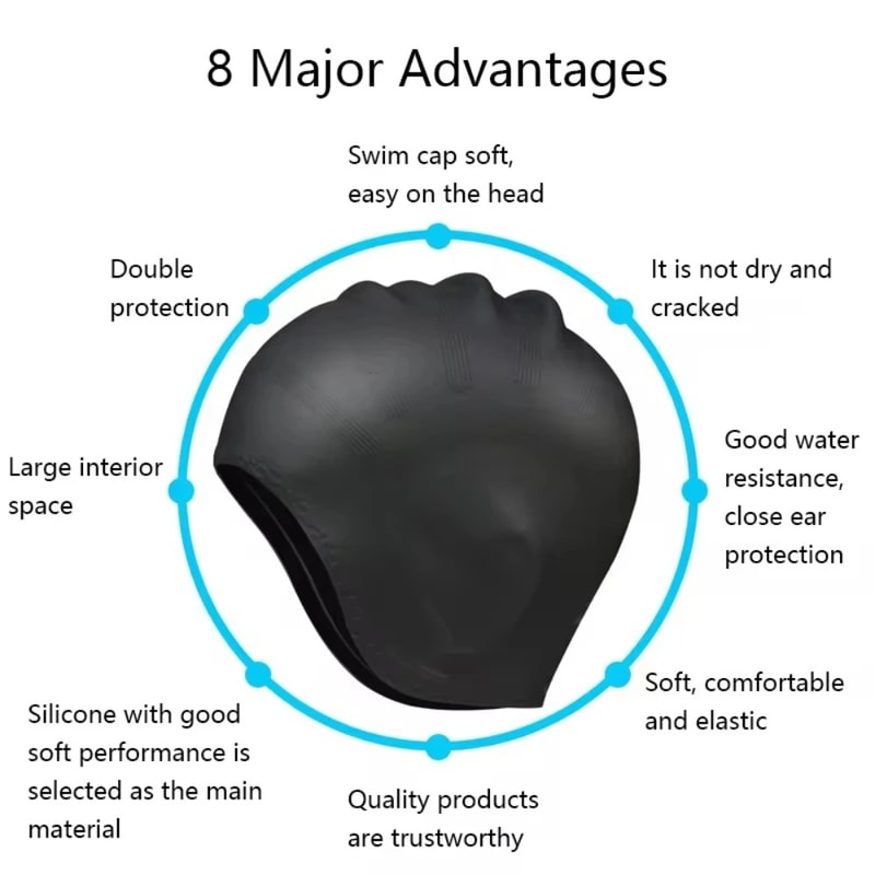 Premium Silicone Swimming Cap With Ear Pockets Perfect Swim Cap For Long Hair Adults Teens 1