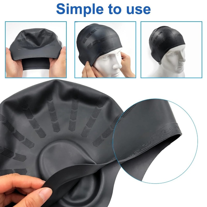 Premium Silicone Swimming Cap With Ear Pockets Perfect Swim Cap For Long Hair Adults Teens 4