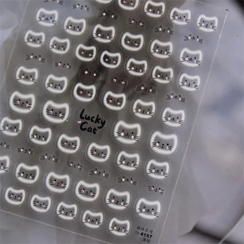 Cat Theme Embossed Nail Art Stickers for DIY Manicure