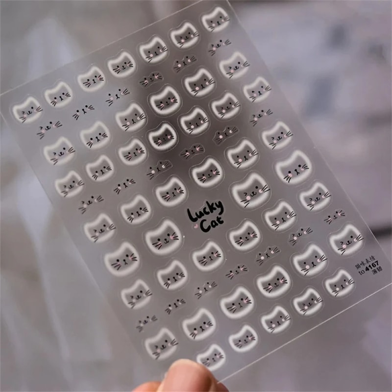 Cat Theme Embossed Nail Art Stickers for DIY Manicure