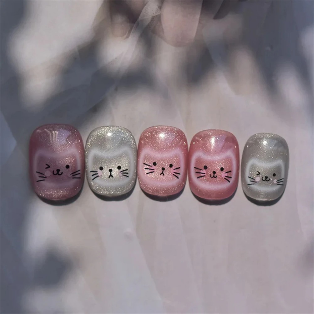 Cat Theme Embossed Nail Art Stickers for DIY Manicure