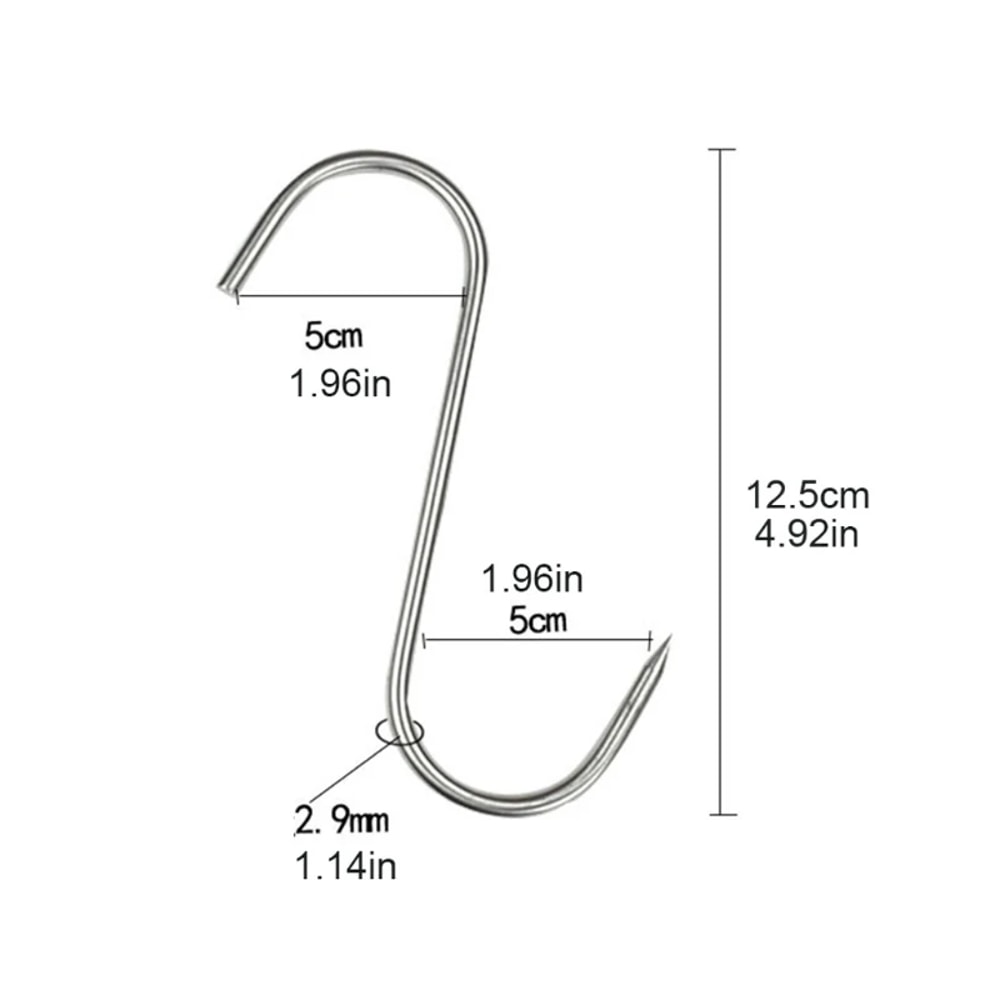 Heavy Duty Stainless Steel S Hooks For Meat Kitchen Utensils Sharp Tip Hanging Hooks 5