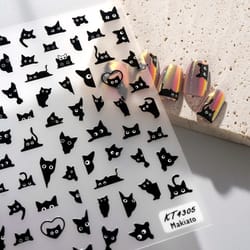 black cat nail stickers cute cartoon nail art decals