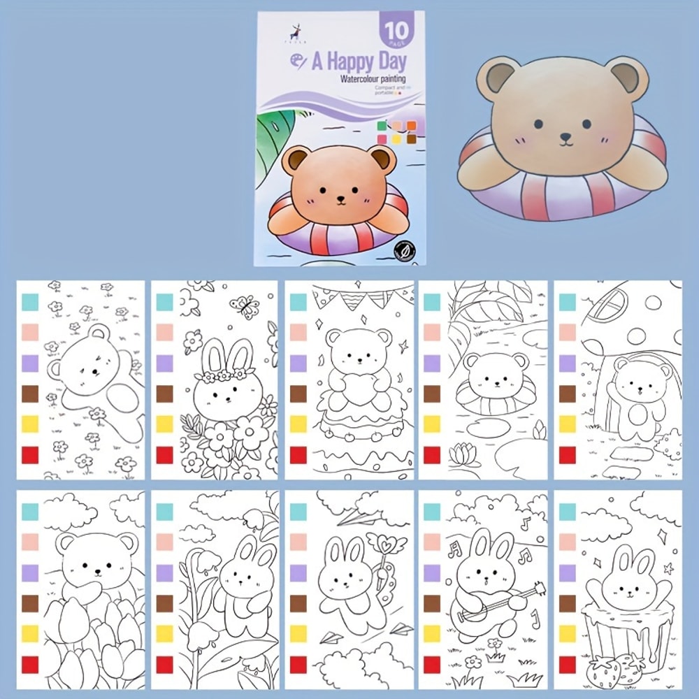 Watercolor Painting Book Paint With Water Art Set For Kids And Beginners 6