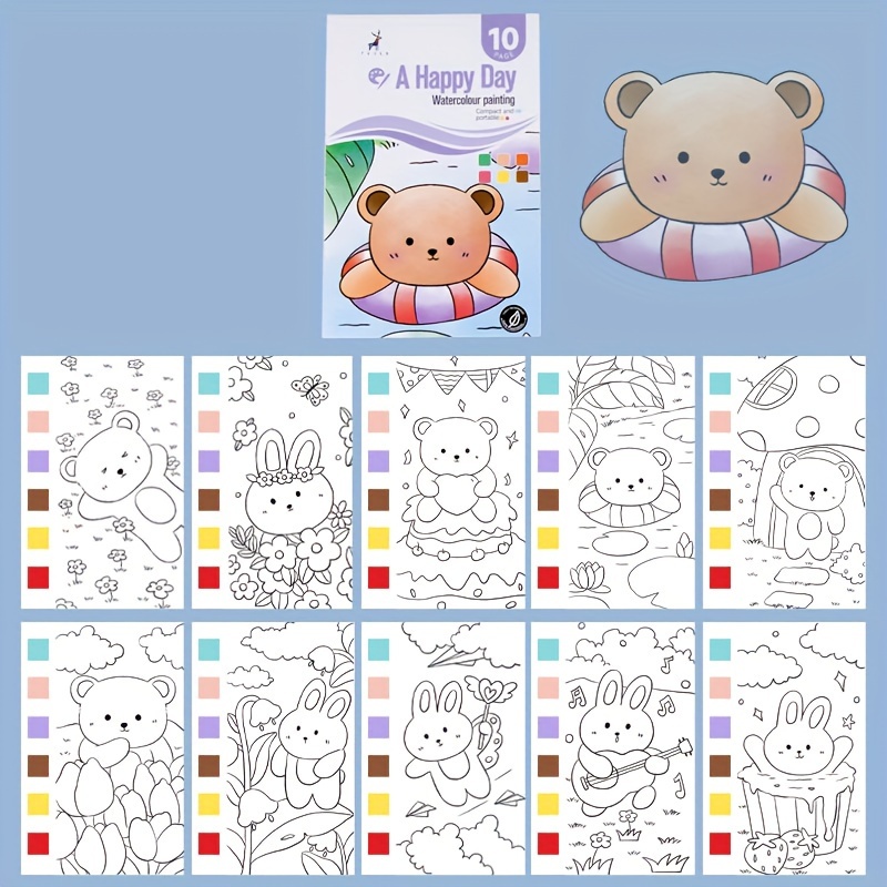 Watercolor Painting Book Paint With Water Art Set For Kids And Beginners 6