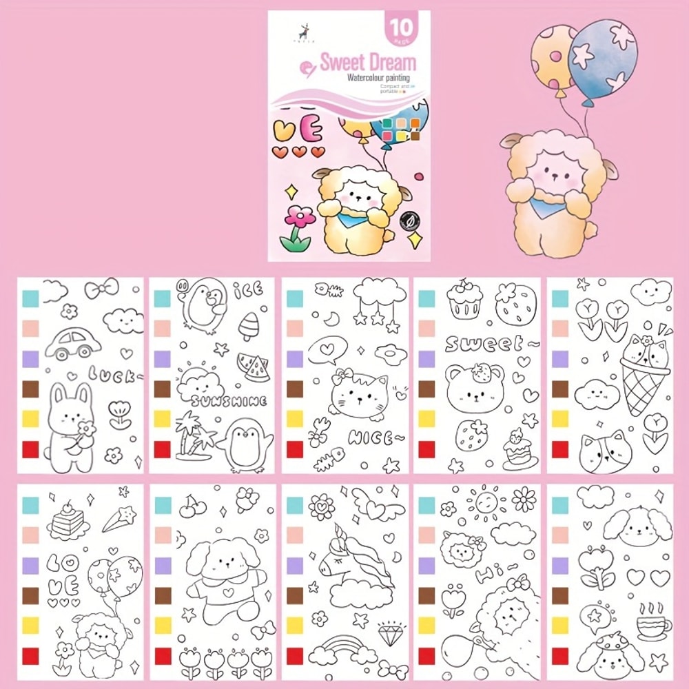 Watercolor Painting Book Paint With Water Art Set For Kids And Beginners 7