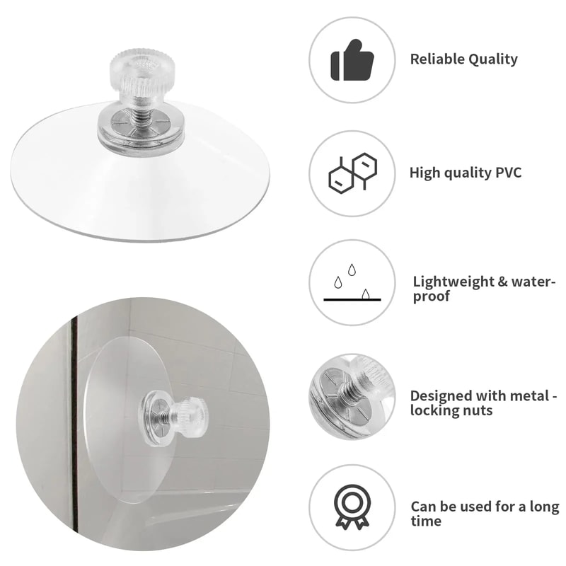 Premium Clear Suction Cups With Screws Set Of Strong PVC Suction Cup Hooks For Bathroom Kitchen 2