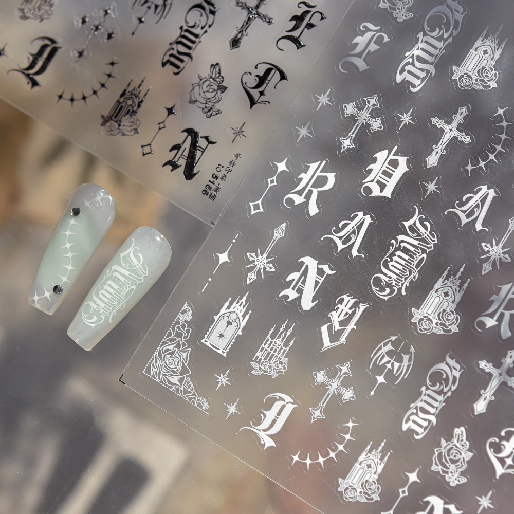 Dark Gothic Nail Stickers Self Adhesive Nail Art Decals