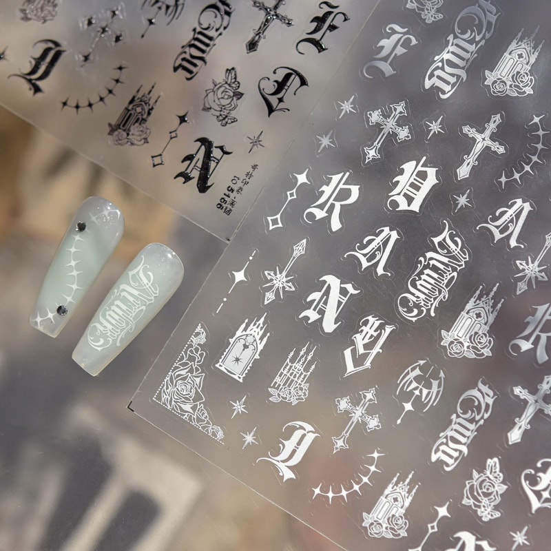 Dark Gothic Nail Stickers Self Adhesive Nail Art Decals