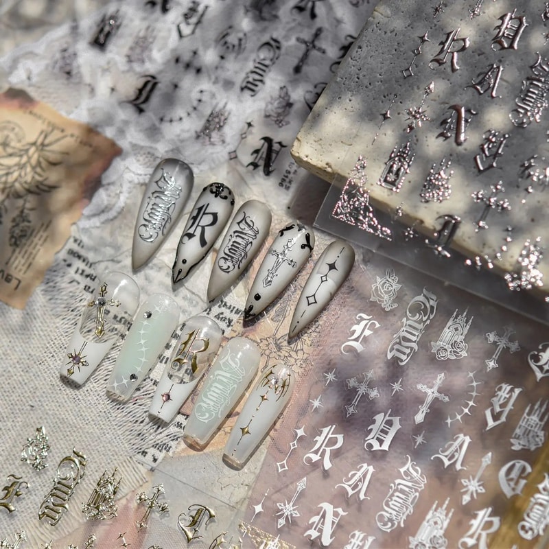 Dark Gothic Nail Stickers Self Adhesive Nail Art Decals