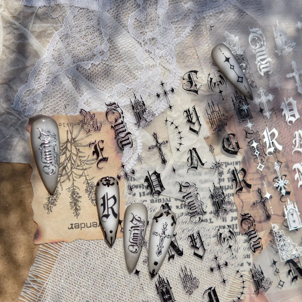 Dark Gothic Nail Stickers Self Adhesive Nail Art Decals