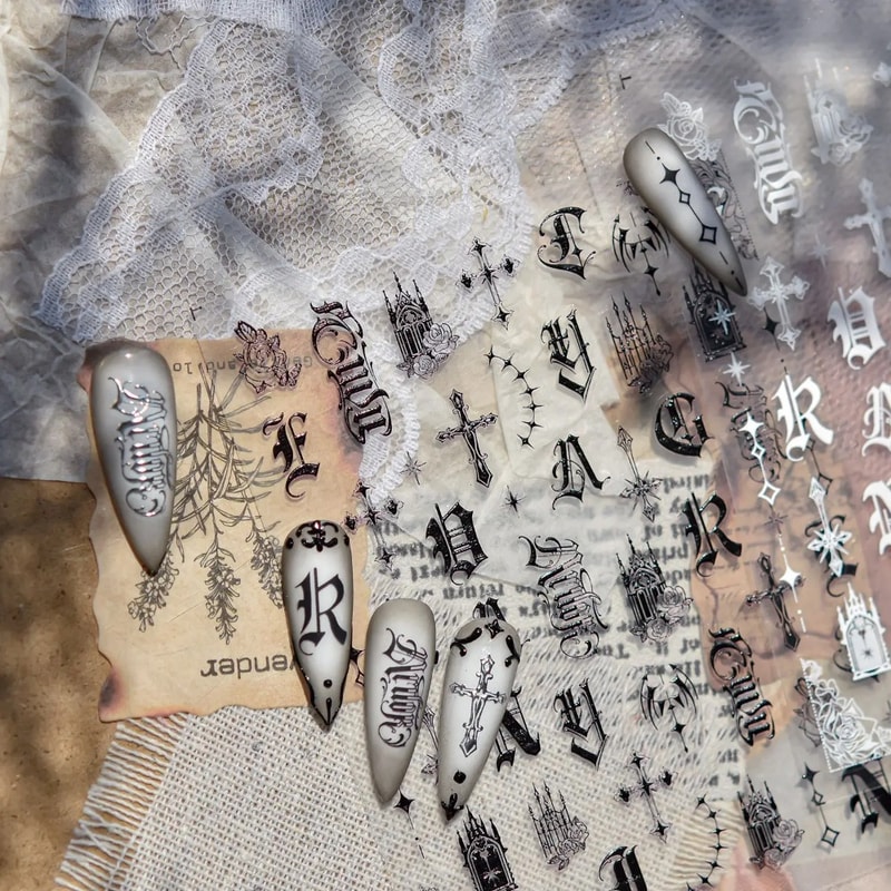 Dark Gothic Nail Stickers Self Adhesive Nail Art Decals