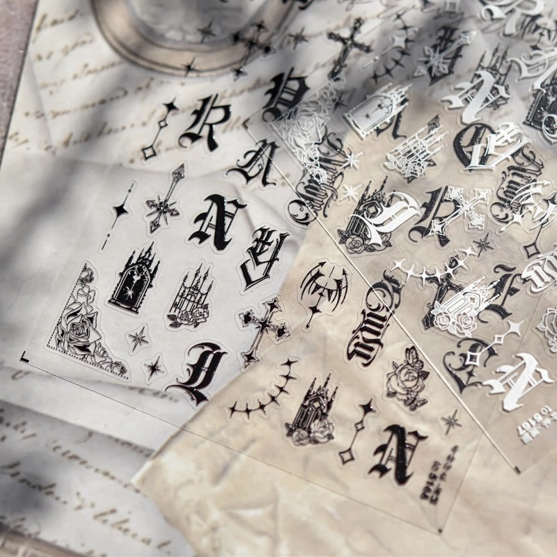 Dark Gothic Nail Stickers Self Adhesive Nail Art Decals