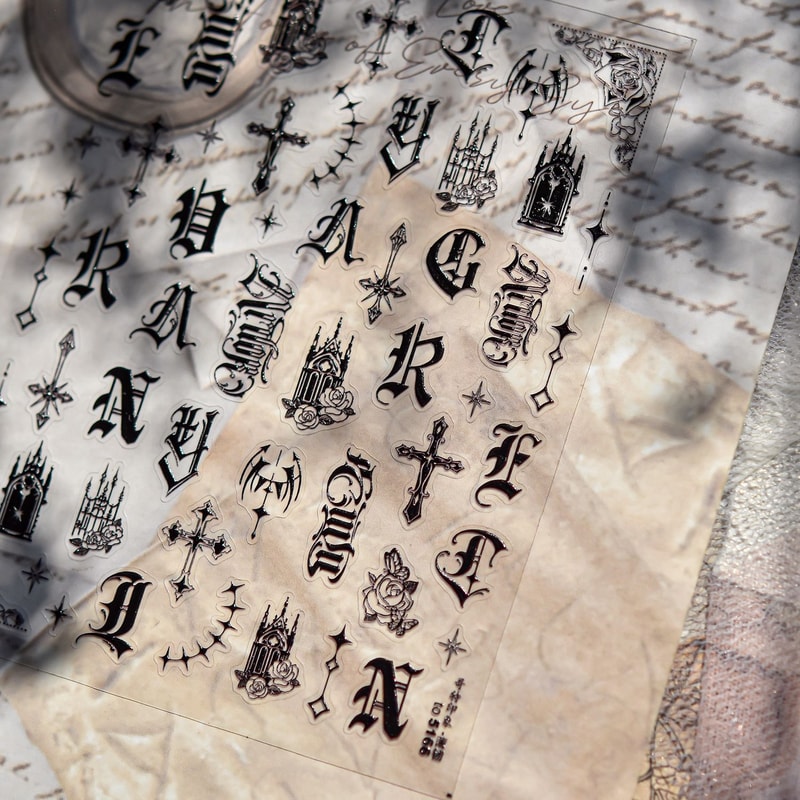 Dark Gothic Nail Stickers Self Adhesive Nail Art Decals