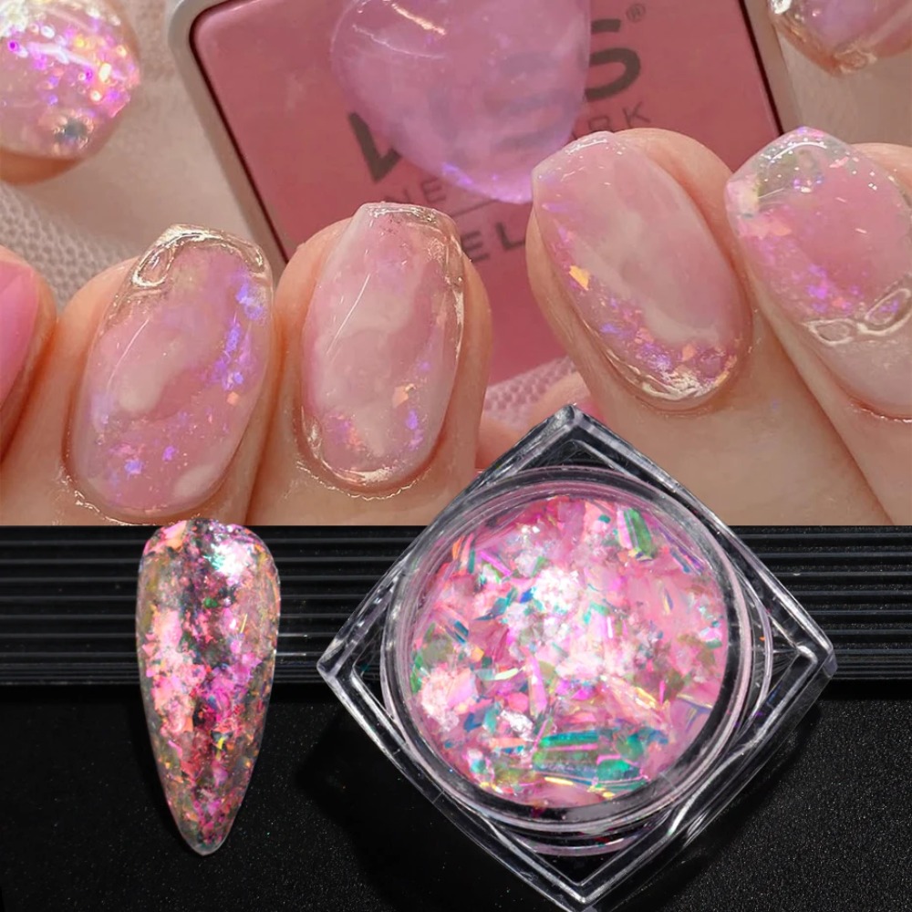 DreamGlow Aurora Opal Nail Glitter Flakes Premium Iridescent Nail Art Set