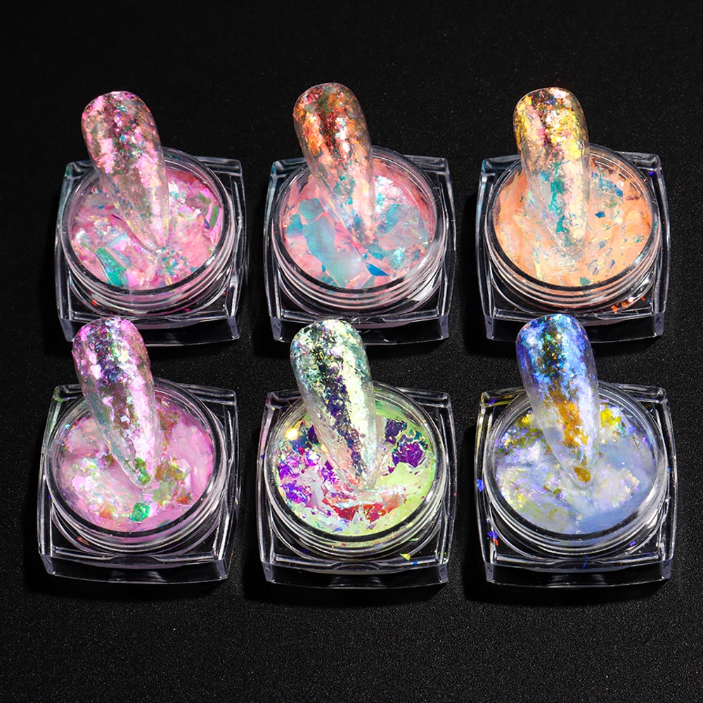 DreamGlow Aurora Opal Nail Glitter Flakes Premium Iridescent Nail Art Set