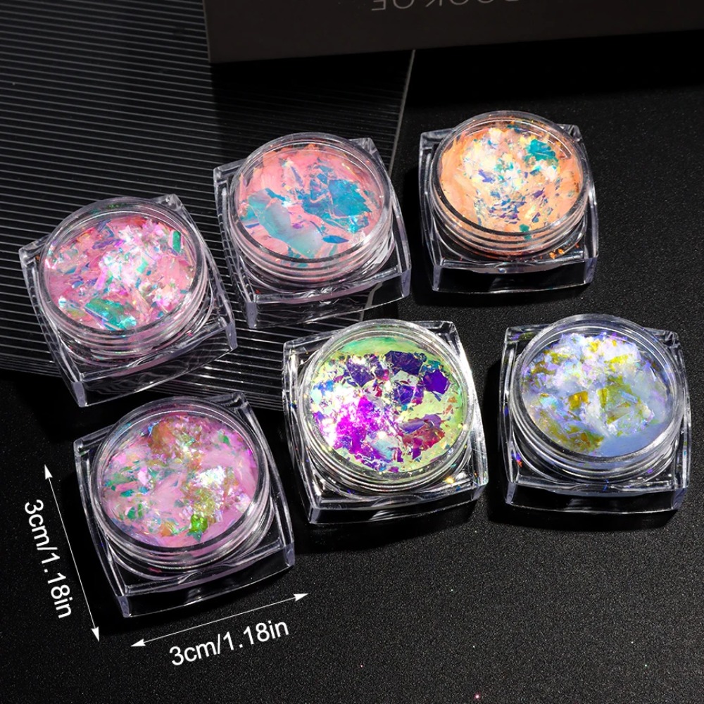 DreamGlow Aurora Opal Nail Glitter Flakes Premium Iridescent Nail Art Set