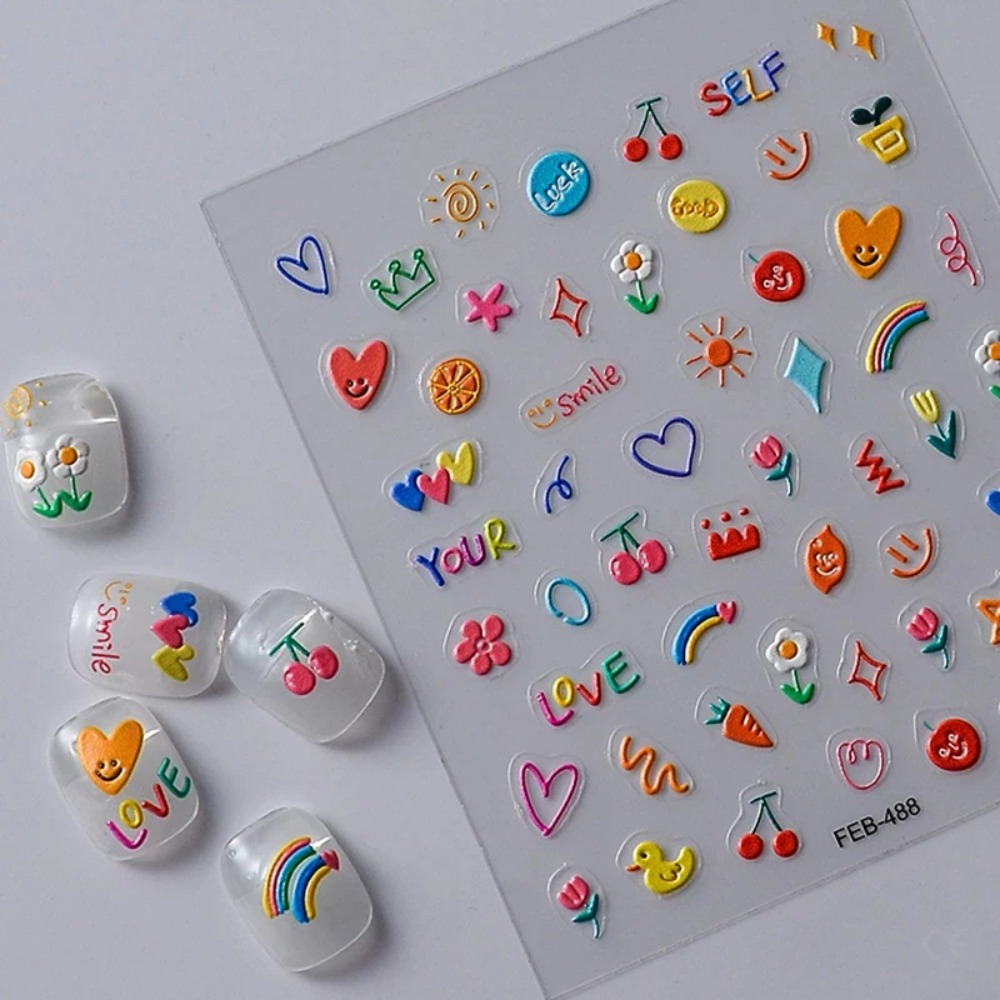 Luxury Embossed Tulip Flower Nail Art Stickers