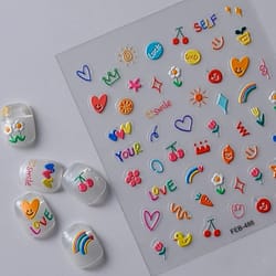 luxury embossed tulip flower nail art stickers