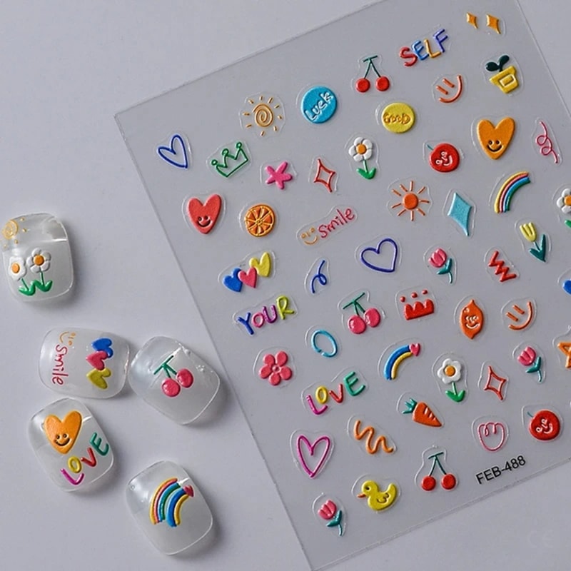 Luxury Embossed Tulip Flower Nail Art Stickers