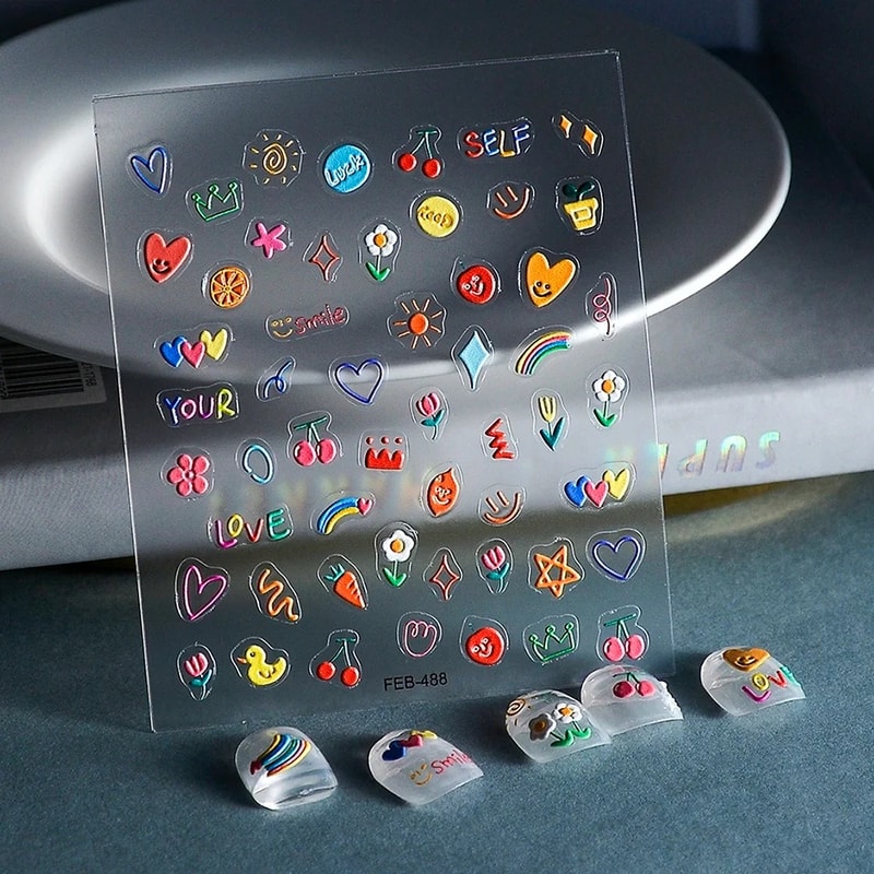 Luxury Embossed Tulip Flower Nail Art Stickers