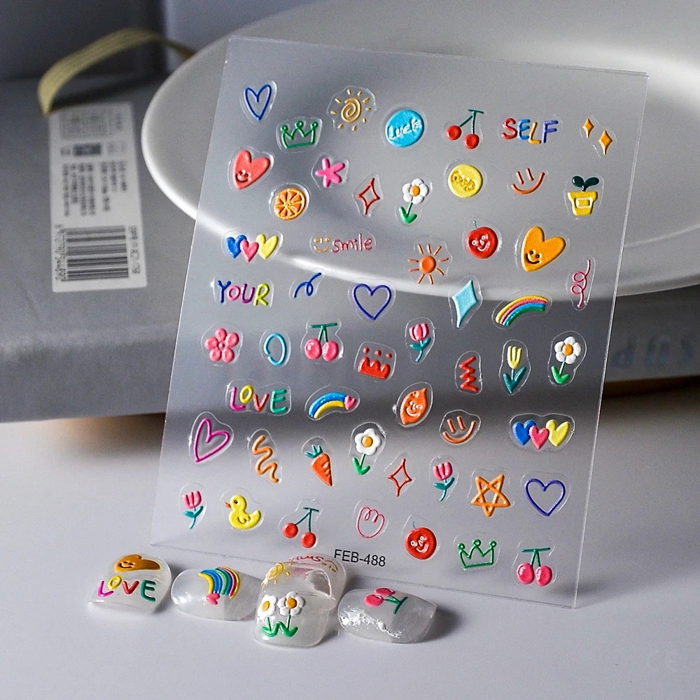 Luxury Embossed Tulip Flower Nail Art Stickers