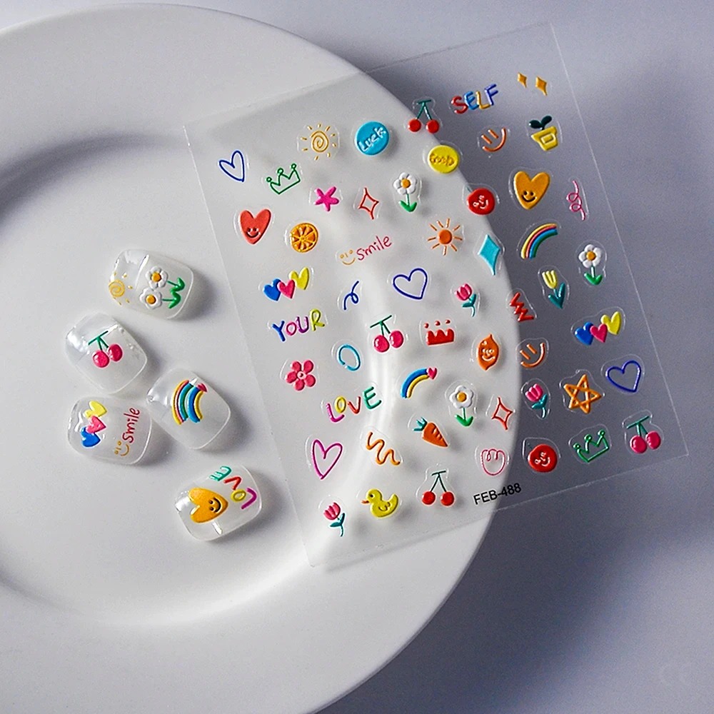 Luxury Embossed Tulip Flower Nail Art Stickers