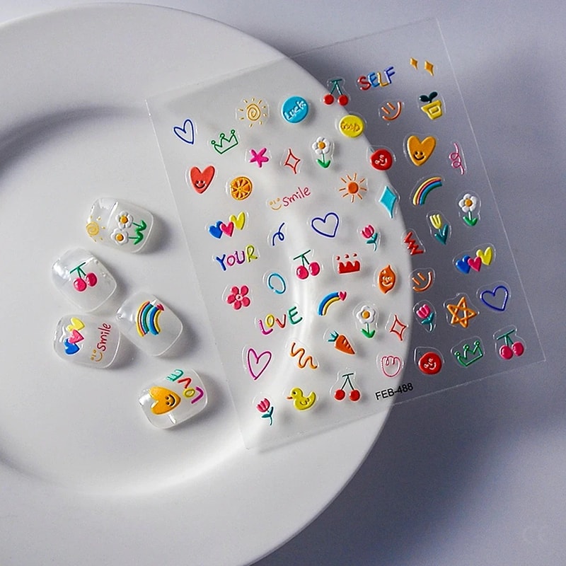 Luxury Embossed Tulip Flower Nail Art Stickers