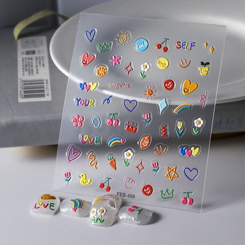 Luxury Embossed Tulip Flower Nail Art Stickers