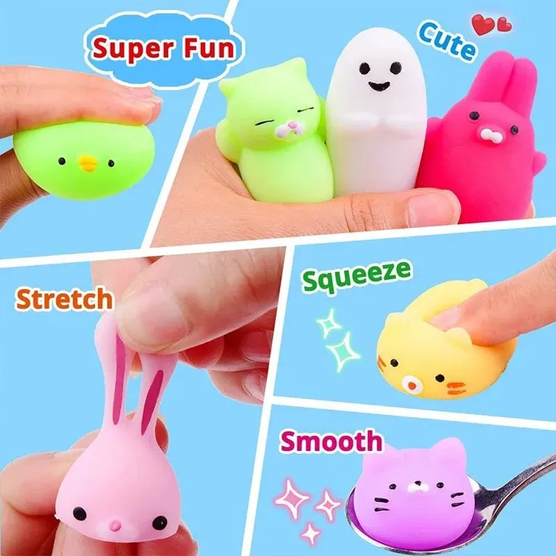 Mini Cartoon Animal Stress Relief Toys Party Favors Cute Squishy Set