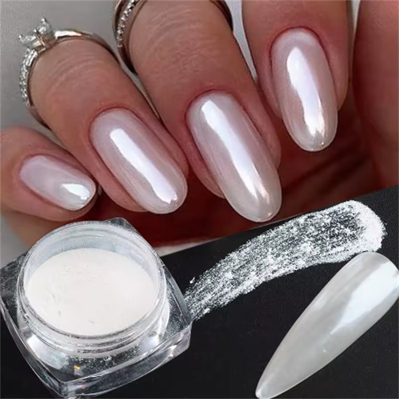 Mirror Chrome Holographic Nail Powde Ultra Fine Pearl Nail Art Pigment