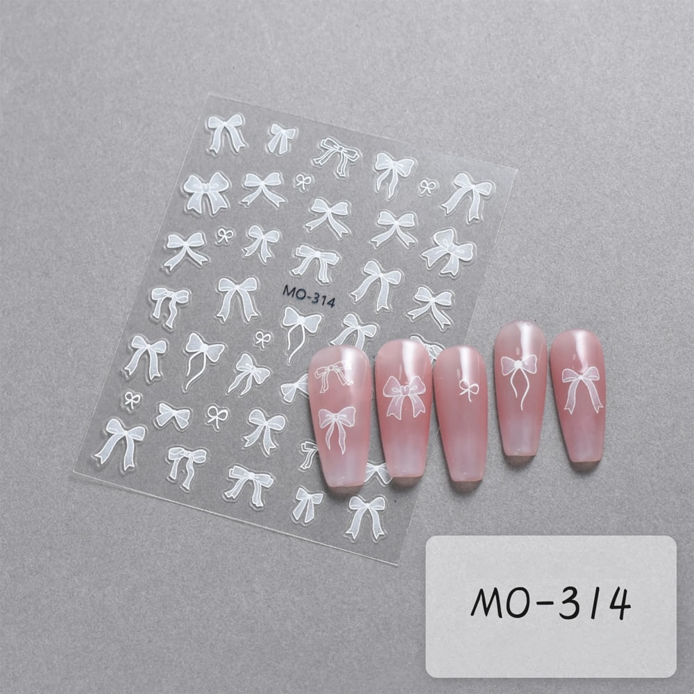 Bowknot Nail Stickers Self Adhesive Bow Ribbon Nail Art Decals 6