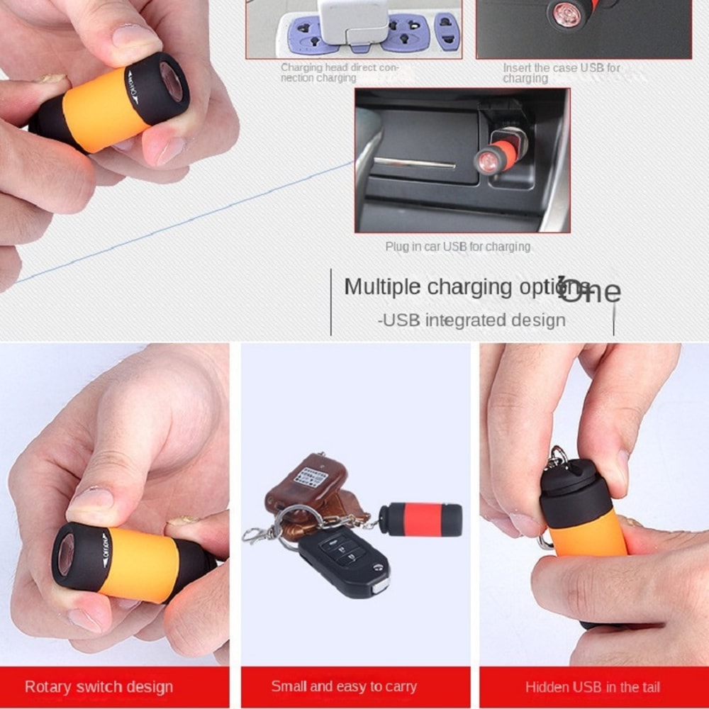 Ultra Bright USB Rechargeable Micro Pocket Keychain Flashlight for Outdoor & Home