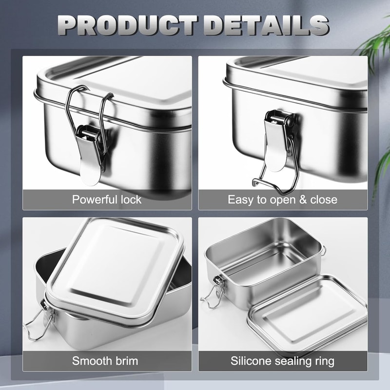 Stainless Steel Insulated Bento Lunch Box with Compartments Large Capacity Leakproof Design