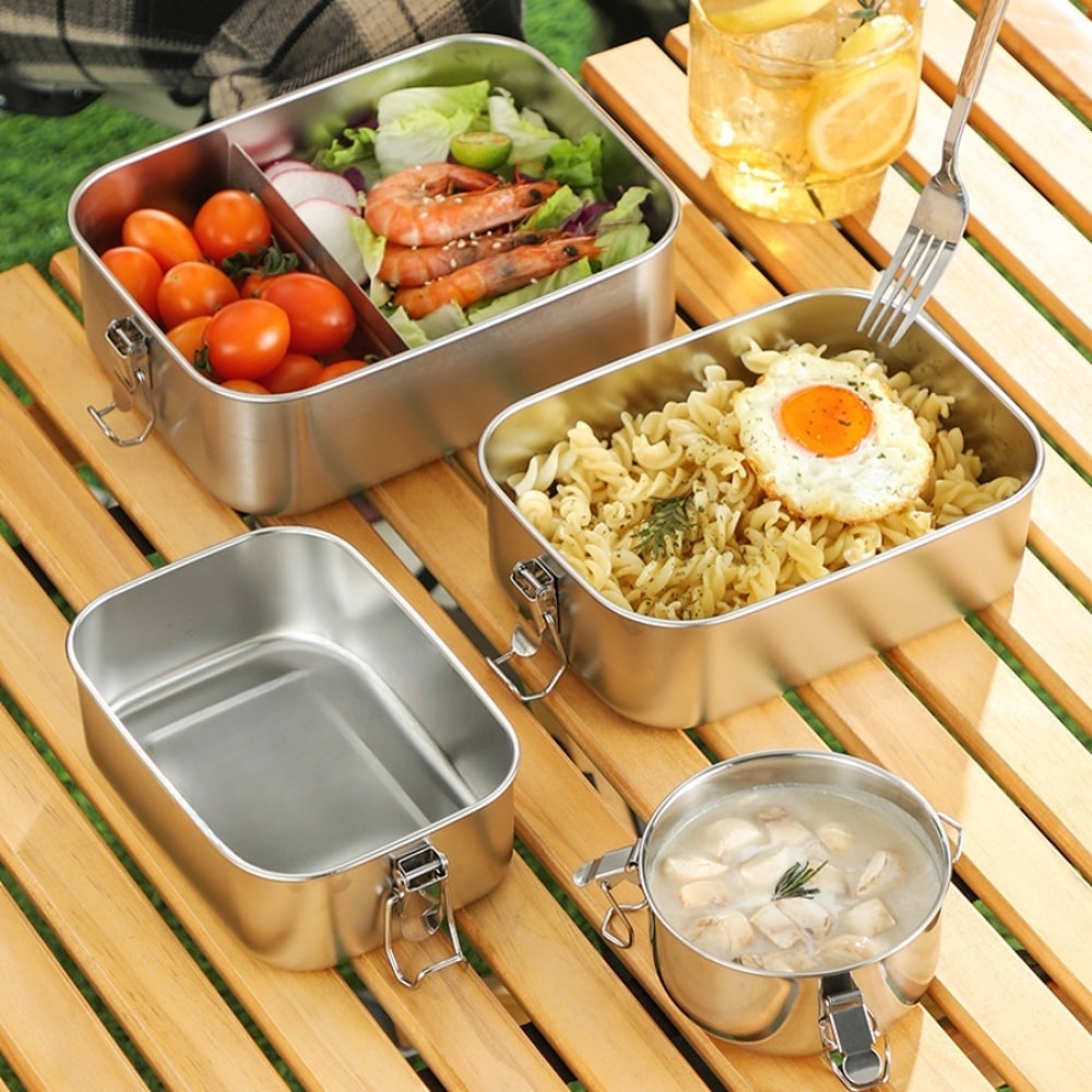 Stainless Steel Insulated Bento Lunch Box with Compartments Large Capacity Leakproof Design