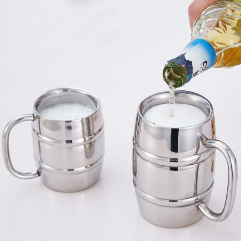 Double Wall Stainless Steel Camping Mug Insulated Beer Cup With Handle Portable Outdoor Coffee Cup 3