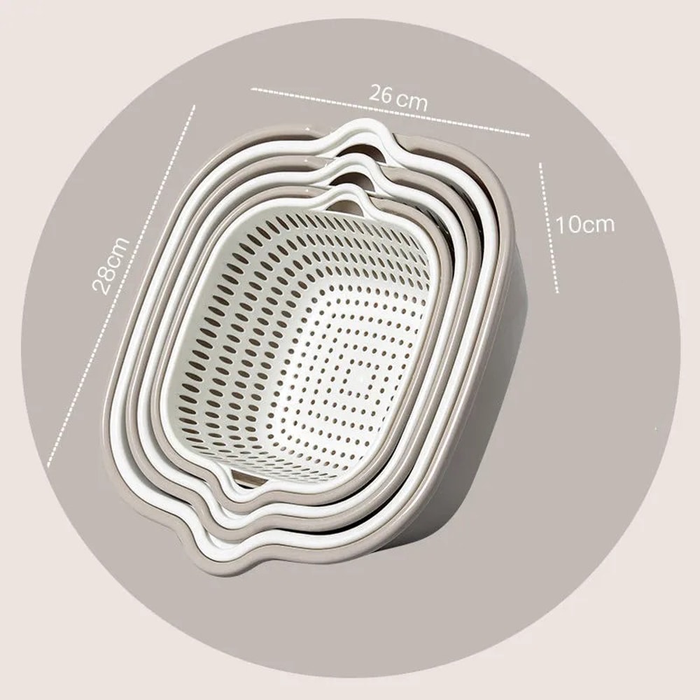 Piece Kitchen Sink Drainer Set Vegetable Washing Basket & Fruit Bowl