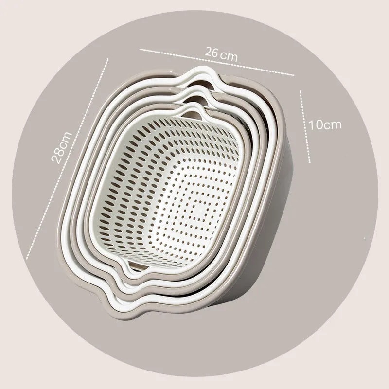 Piece Kitchen Sink Drainer Set Vegetable Washing Basket & Fruit Bowl