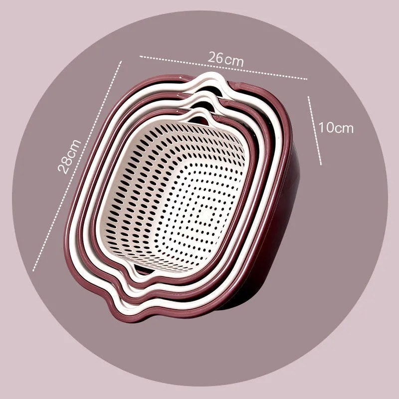 Piece Kitchen Sink Drainer Set Vegetable Washing Basket & Fruit Bowl