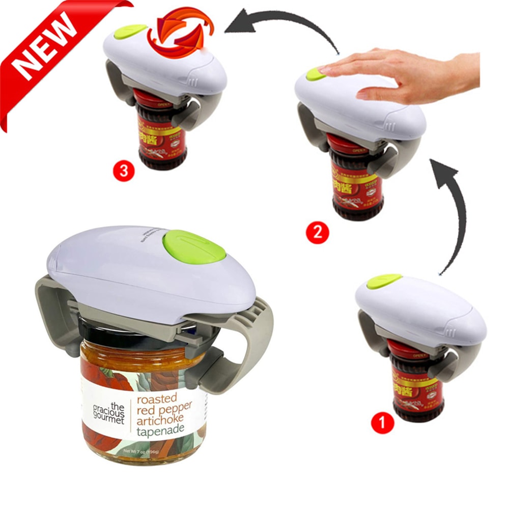 Automatic Electric Can Opener Safe Hands Free Jar and Bottle Opener Tool