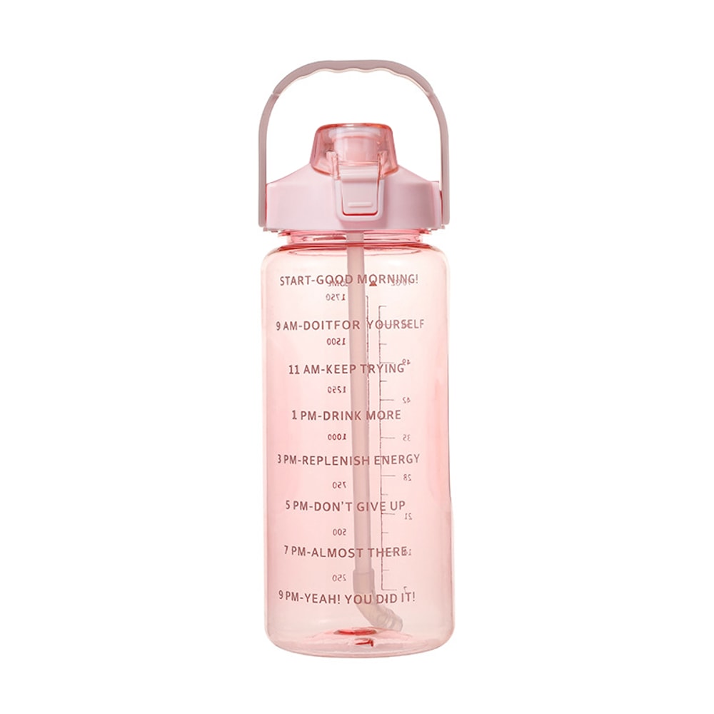 Liter Water Bottle with Straw and Time Marker for Fitness Hydration