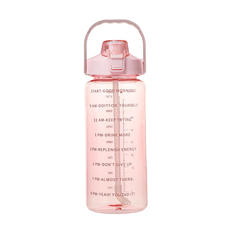 Liter Water Bottle with Straw and Time Marker for Fitness Hydration