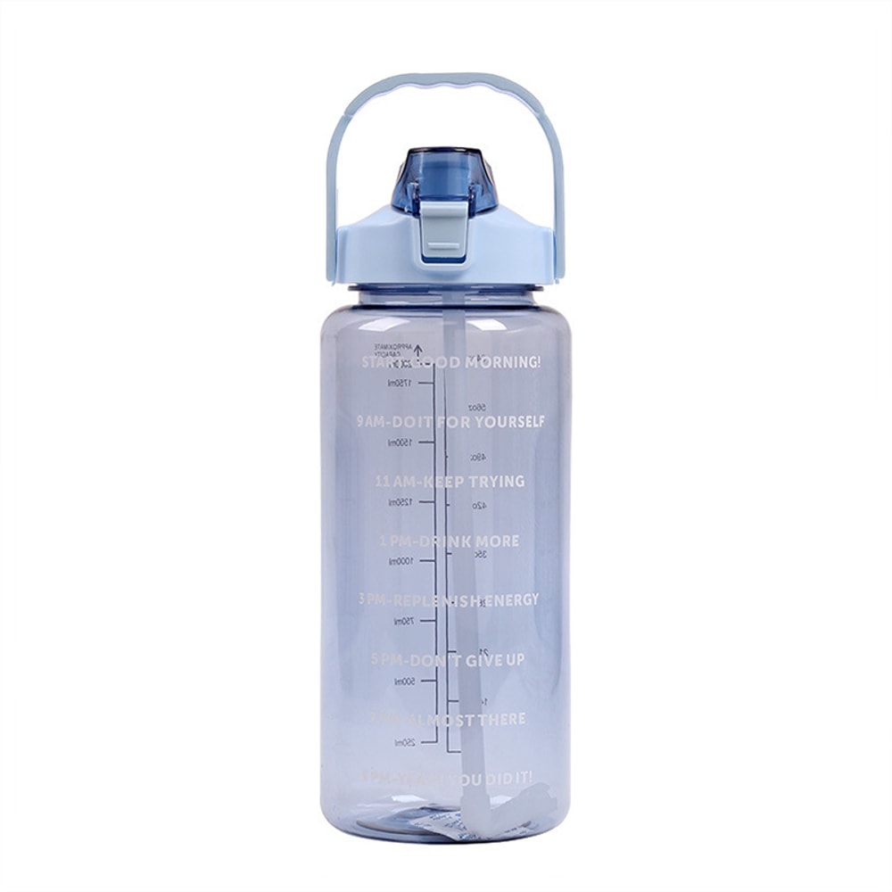 Liter Water Bottle with Straw and Time Marker for Fitness Hydration