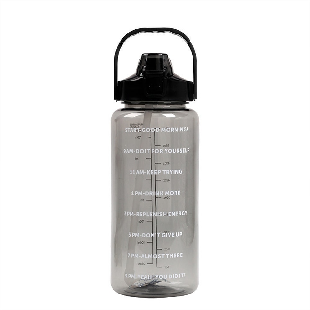 Liter Water Bottle with Straw and Time Marker for Fitness Hydration