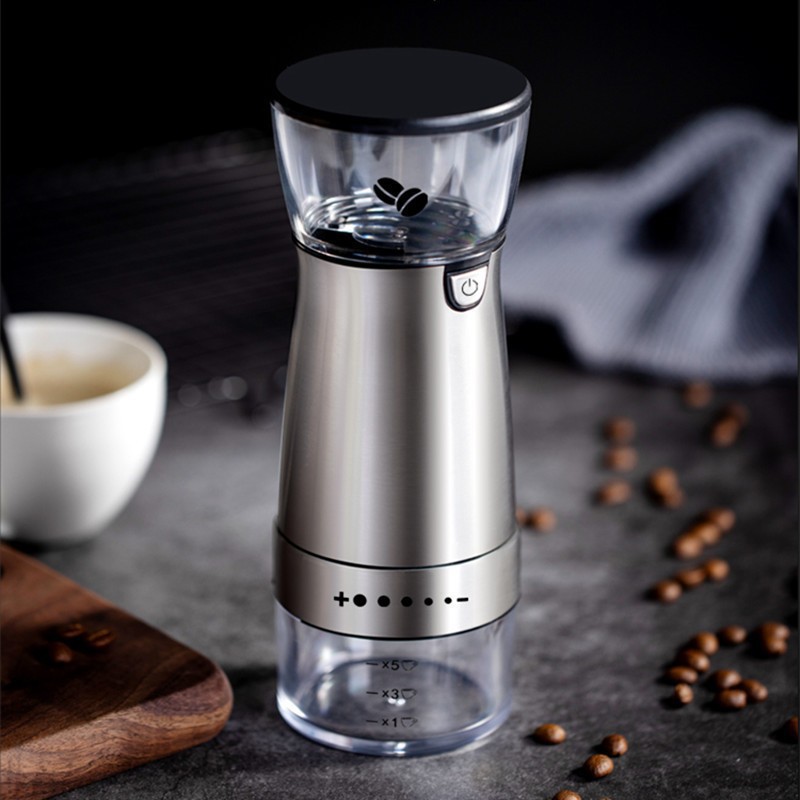 Portable Electric Coffee Grinder USB Rechargeable Adjustable Stainless Steel Coffee Bean Grinder