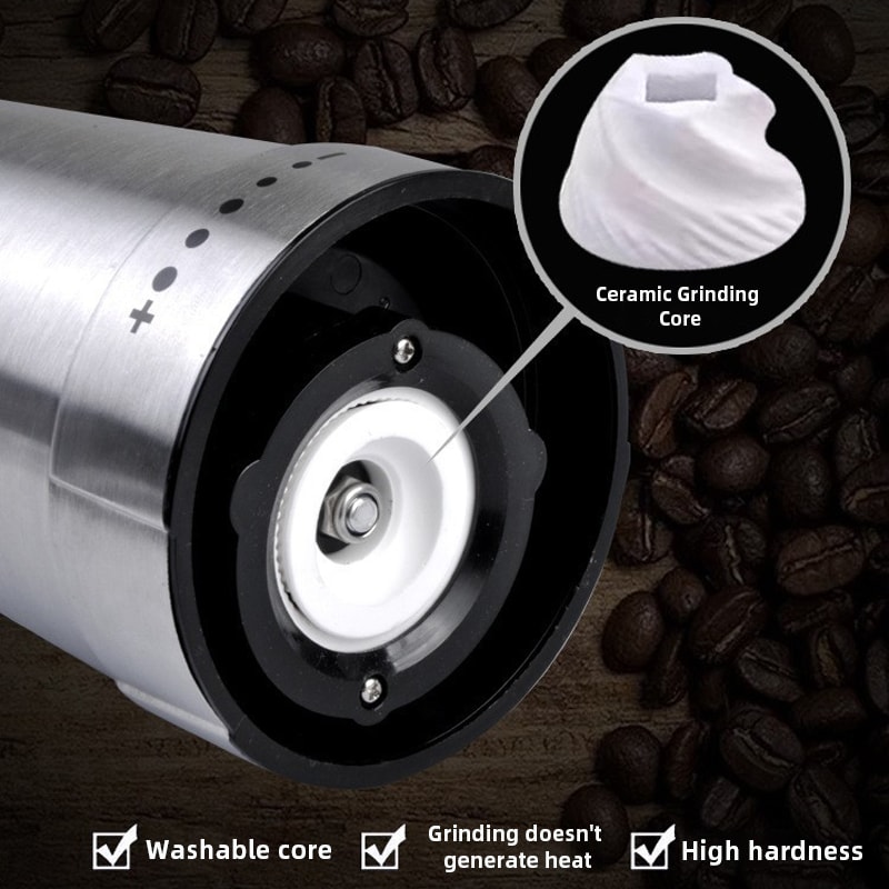 Portable Electric Coffee Grinder USB Rechargeable Adjustable Stainless Steel Coffee Bean Grinder