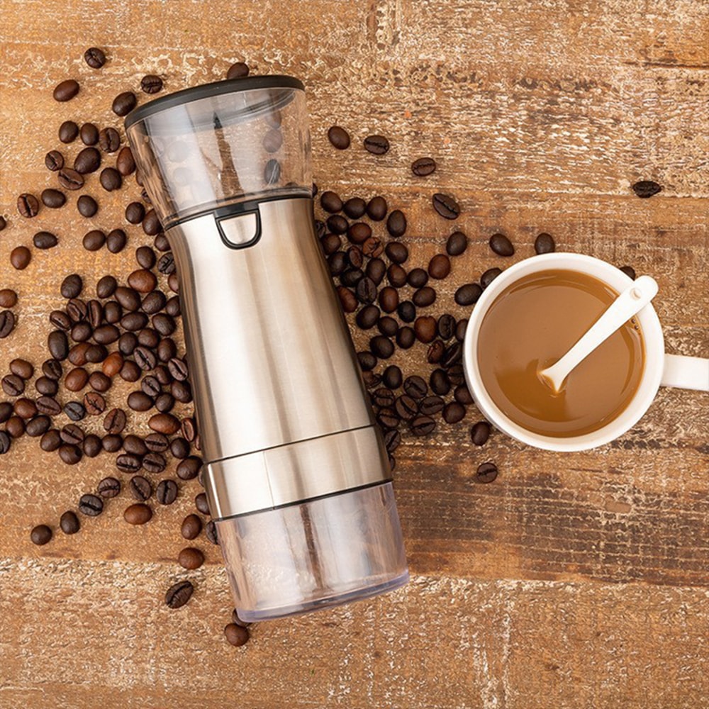 Portable Electric Coffee Grinder USB Rechargeable Adjustable Stainless Steel Coffee Bean Grinder