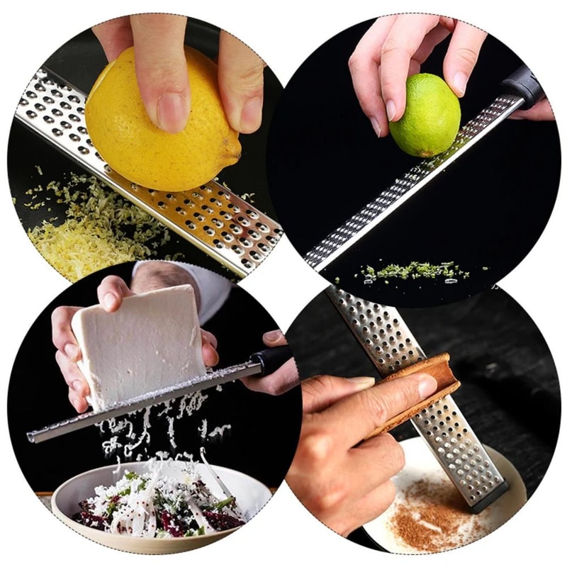 Stainless Steel Lemon Zester & Cheese Grater Tool for Kitchen Prep