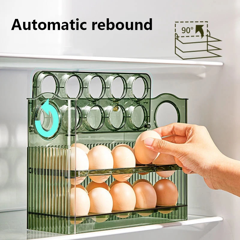 StackFlow Egg Storage Box Refrigerator Organizer With Egg Holder Dispenser And Fresh Keeping Tray 0